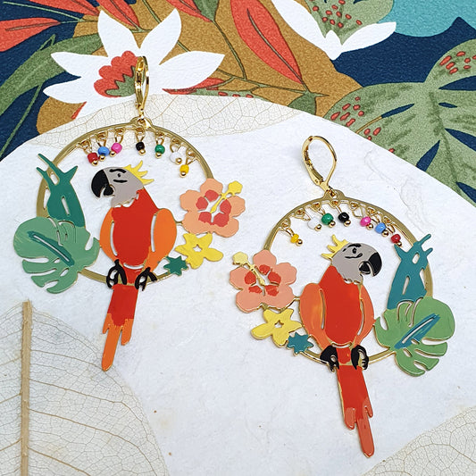 bijoux perroquet pour femme - boucles d'oreilles studioatk