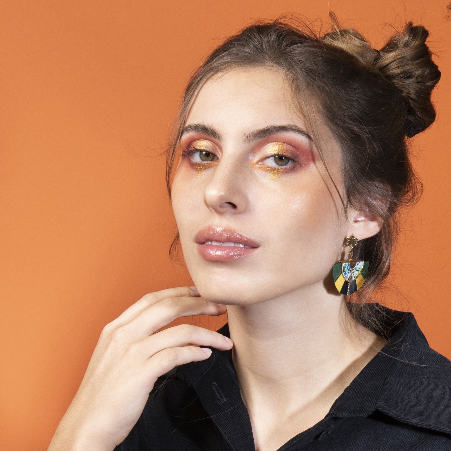 Boucles d'oreilles Gilda - Vert et jaune
