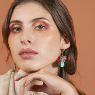 Boucles d'oreilles Gilda - Vert et rouge
