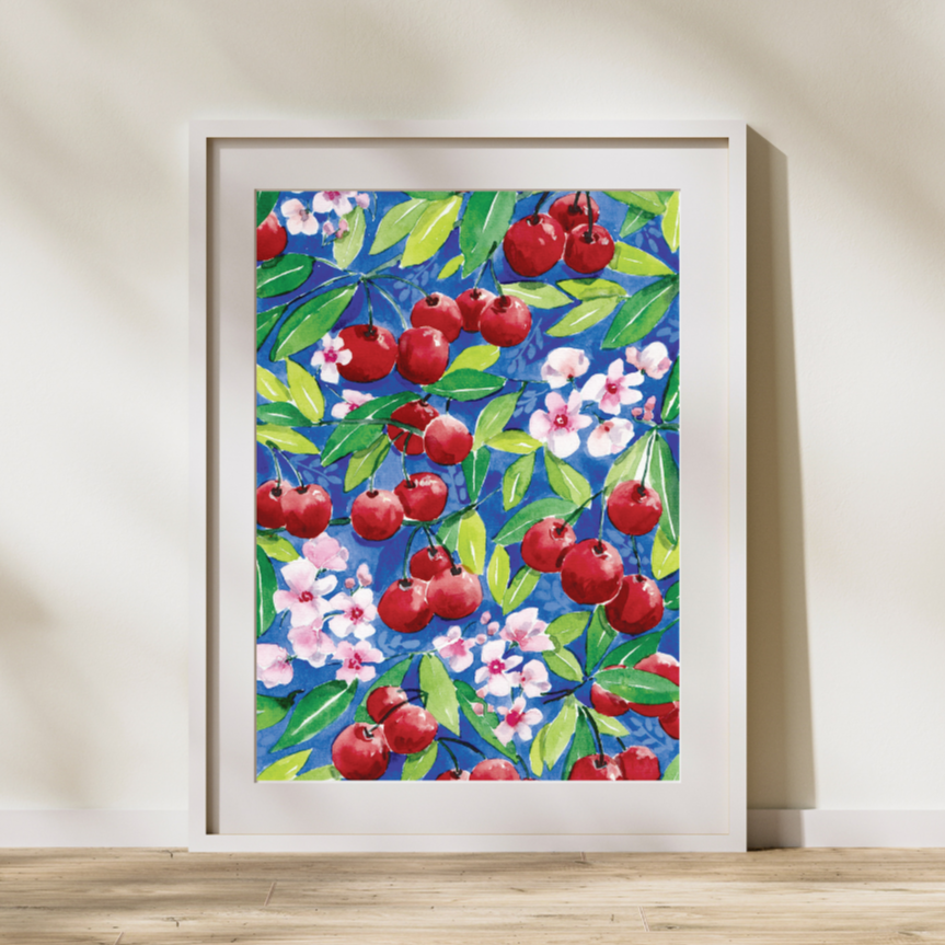 Illustration à l'aquarelle - Cerises