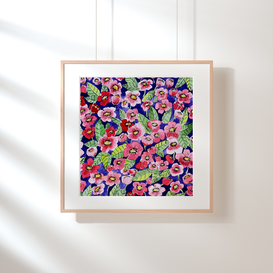 Illustration Carré de Fleurs rouges