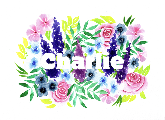 Aquarelle personnalisée – Prénom fleuri