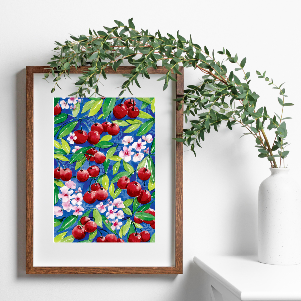 Illustration à l'aquarelle - Cerises