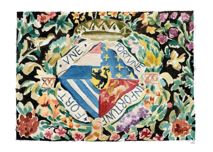 Reprise d'un motif de tapisserie pour une carte postale