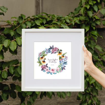 Illustration à l'aquarelle - Couronne de fleurs et citation #2