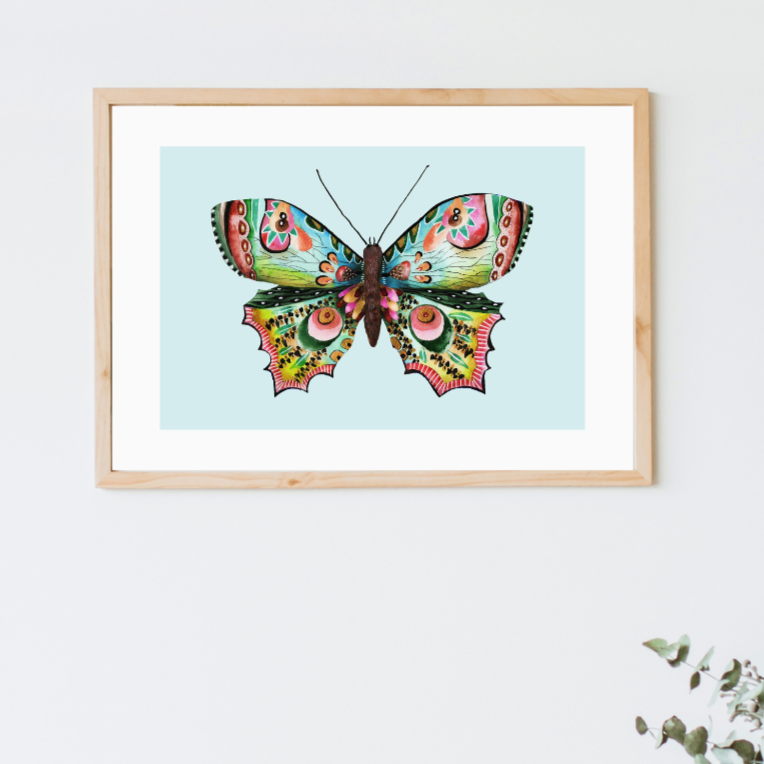 illustration papillon - tableau aquarelle studioatk - décoration murale