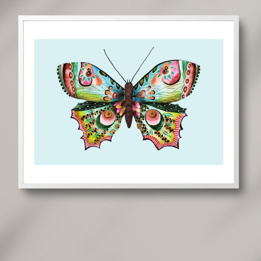 illustration papillon imaginaire - tableau aquarelle studioatk - décoration murale