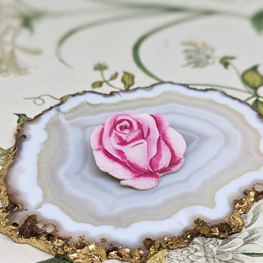 Broche Fleur Aquarelle - Rose
